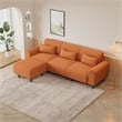 Afuera Living Contemporary Orange Teddy Velvet Modular 3-Piece Sofa