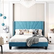 Afuera Living Contemporary Blue Queen Velvet Upholstered Platform Bed