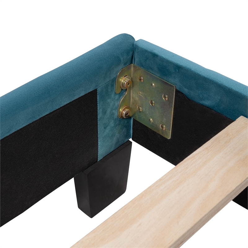 Afuera Living Contemporary Blue Queen Velvet Upholstered Platform Bed