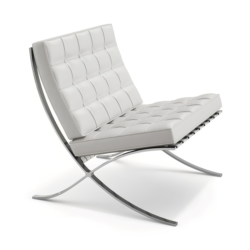 Afuera Living Contemporary 30-Inch White Genuine Leather Accent Chair
