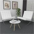 Afuera Living Contemporary 30-Inch White Genuine Leather Accent Chair