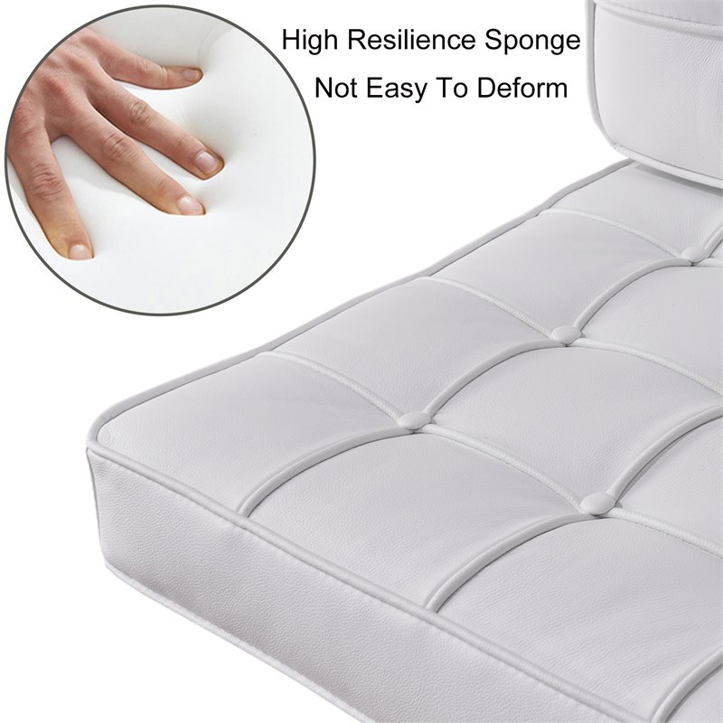 Afuera Living Contemporary 30-Inch White Genuine Leather Accent Chair