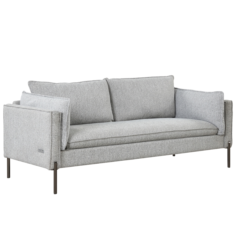 Afuera Living Gray 76-Inch Linen 3-Seat Sofa with USB Charging