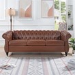 Afuera Living 84-Inch Brown PU Leather Chesterfield 3-Seat Sofa