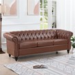 Afuera Living 84-Inch Brown PU Leather Chesterfield 3-Seat Sofa