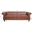 Afuera Living 84-Inch Brown PU Leather Chesterfield 3-Seat Sofa