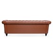 Afuera Living 84-Inch Brown PU Leather Chesterfield 3-Seat Sofa