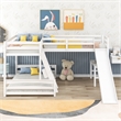 Afuera Living White L-Shaped Twin/Full Bunk Bed with Loft Desk