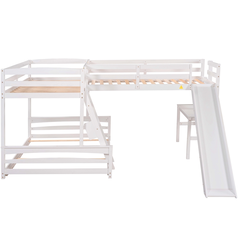 Afuera Living White L-Shaped Twin/Full Bunk Bed with Loft Desk