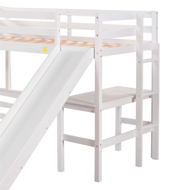 Afuera Living White L-Shaped Twin/Full Bunk Bed with Loft Desk