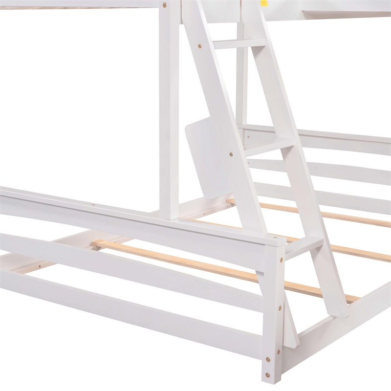 Afuera Living White L-Shaped Twin/Full Bunk Bed with Loft Desk