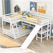 Afuera Living White L-Shaped Twin/Full Bunk Bed with Loft Desk