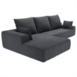 Afuera Living Contemporary Dark Gray L-Shaped Corduroy Convertible Sofa