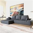 Afuera Living Contemporary Dark Gray L-Shaped Corduroy Convertible Sofa