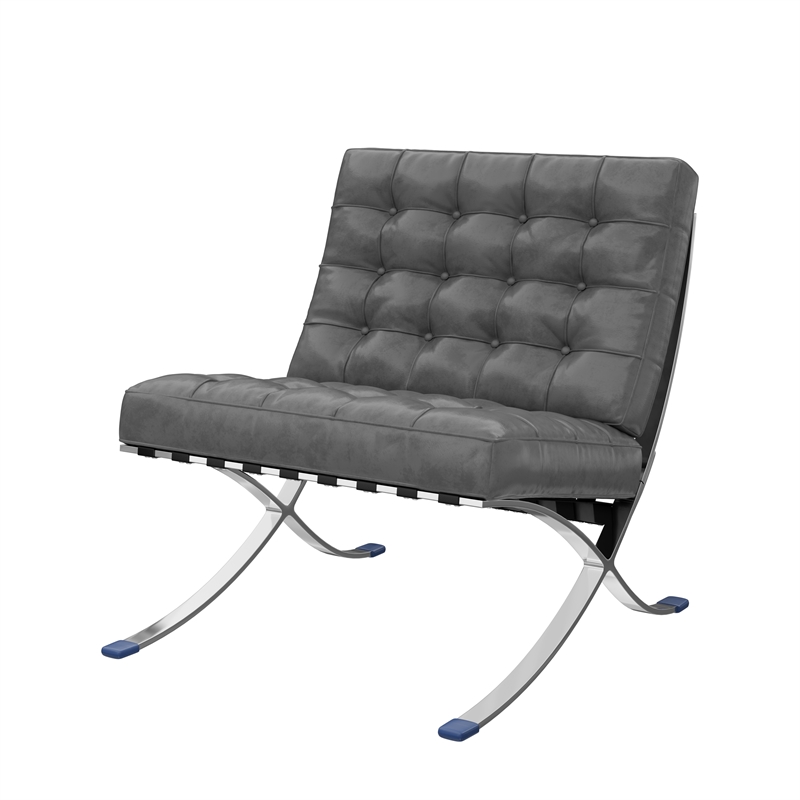 Afuera Living Contemporary 30-Inch Dark Gray Faux Leather Accent Chair
