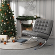Afuera Living Contemporary 30-Inch Dark Gray Faux Leather Accent Chair