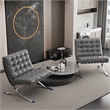 Afuera Living Contemporary 30-Inch Dark Gray Faux Leather Accent Chair