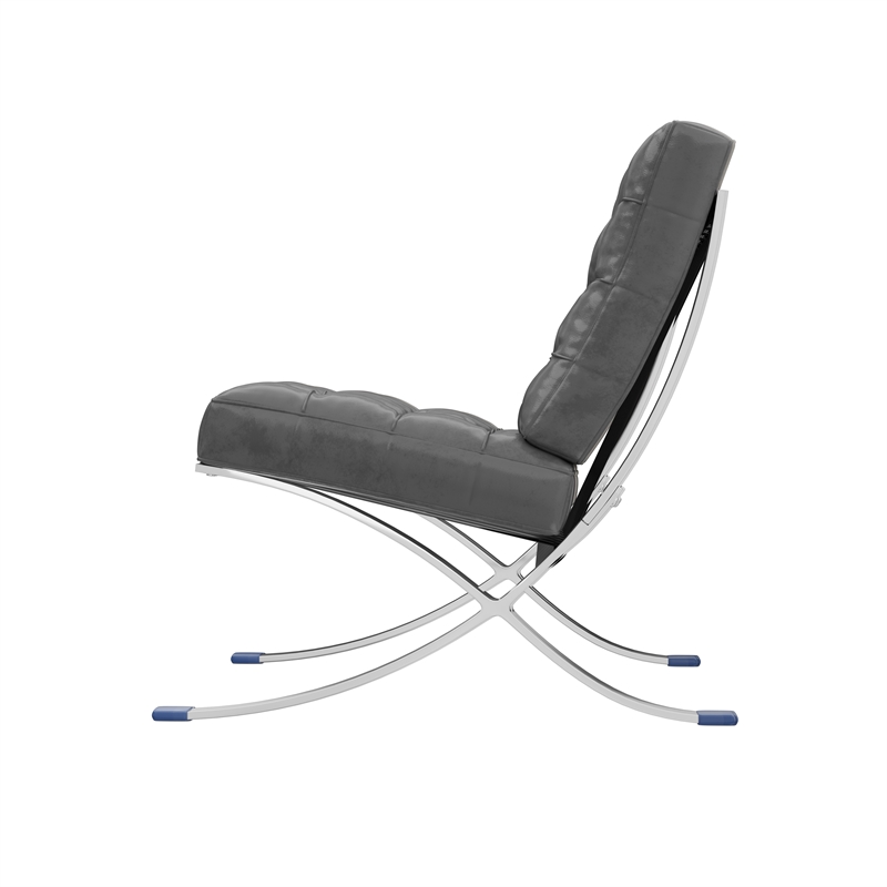 Afuera Living Contemporary 30-Inch Dark Gray Faux Leather Accent Chair