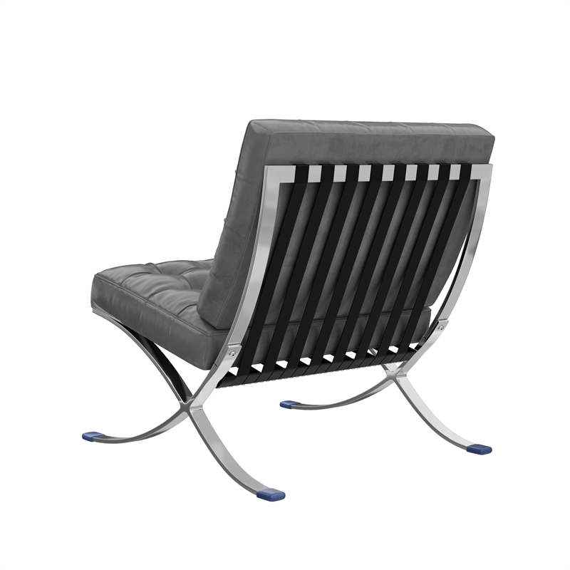 Afuera Living Contemporary 30-Inch Dark Gray Faux Leather Accent Chair