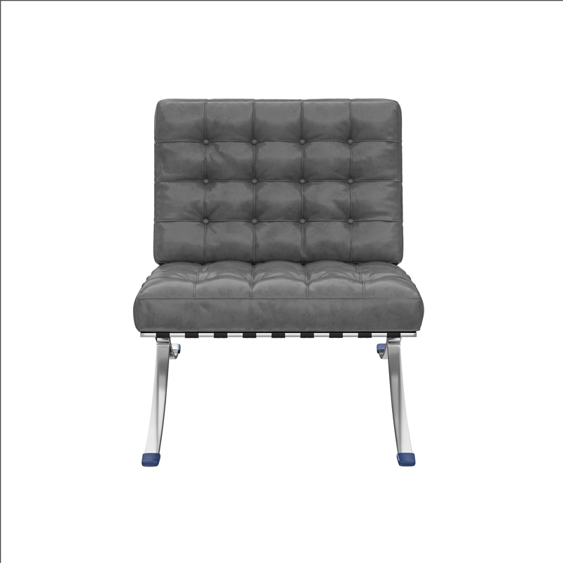 Afuera Living Contemporary 30-Inch Dark Gray Faux Leather Accent Chair