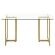 Afuera Living Clear Tempered Glass Dining Table with Gold Iron Frame
