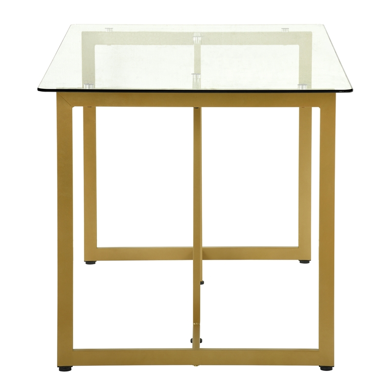 Afuera Living Clear Tempered Glass Dining Table with Gold Iron Frame