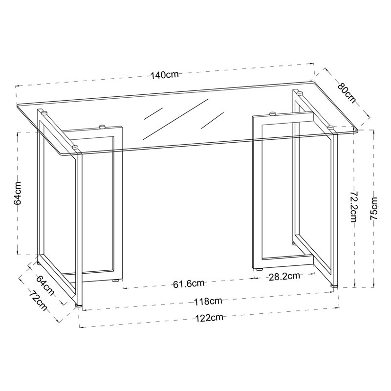 Afuera Living Clear Tempered Glass Dining Table with Gold Iron Frame