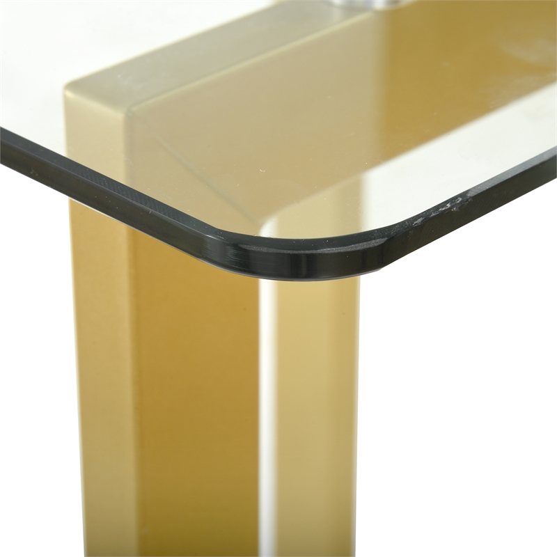 Afuera Living Clear Tempered Glass Dining Table with Gold Iron Frame