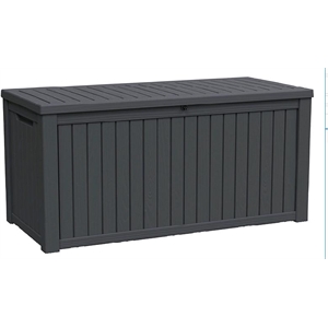 Afuera Living 180-Gallon Black Resin Outdoor Storage Box with Woodgrain Finish