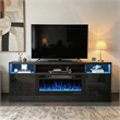 Afuera Living 70-Inch Black TV Stand with 36-Inch Fireplace and LED Charging