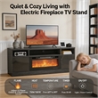 Afuera Living 70-Inch Black TV Stand with 36-Inch Fireplace and LED Charging