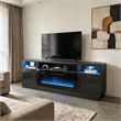 Afuera Living 70-Inch Black TV Stand with 36-Inch Fireplace and LED Charging