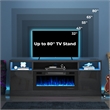 Afuera Living 70-Inch Black TV Stand with 36-Inch Fireplace and LED Charging