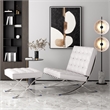 Afuera Living Contemporary White Tufted Genuine Leather Ottoman