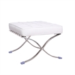 Afuera Living Contemporary White Tufted Genuine Leather Ottoman