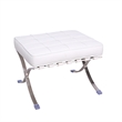 Afuera Living Contemporary White Tufted Genuine Leather Ottoman