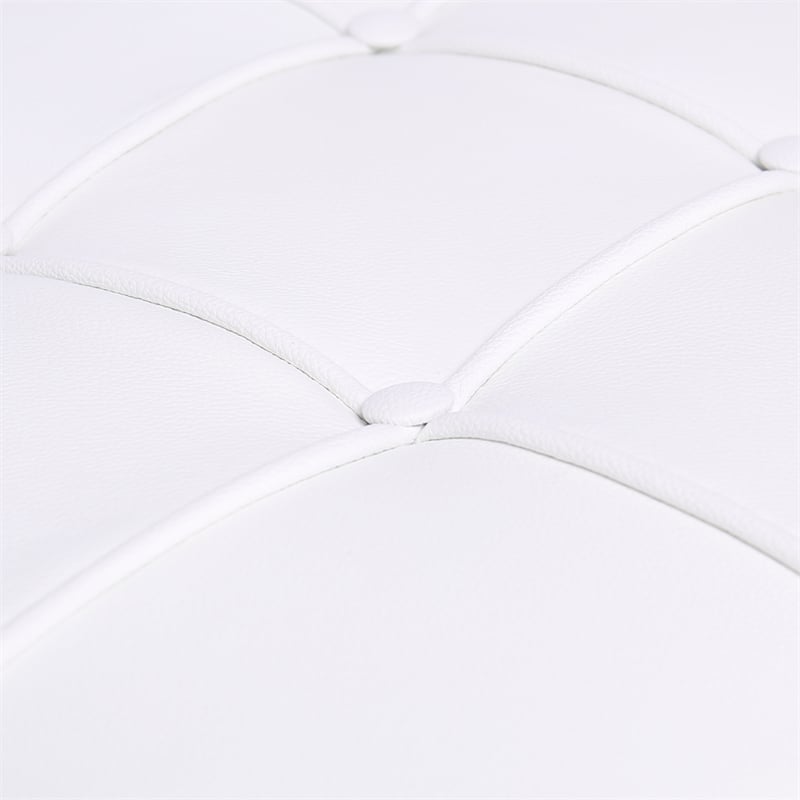 Afuera Living Contemporary White Tufted Genuine Leather Ottoman