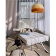 Afuera Living Contemporary White Tufted Genuine Leather Ottoman