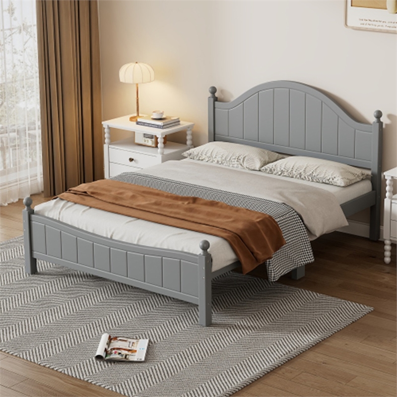 Afuera Living Contemporary Gray Full Solid Wood Platform Bed