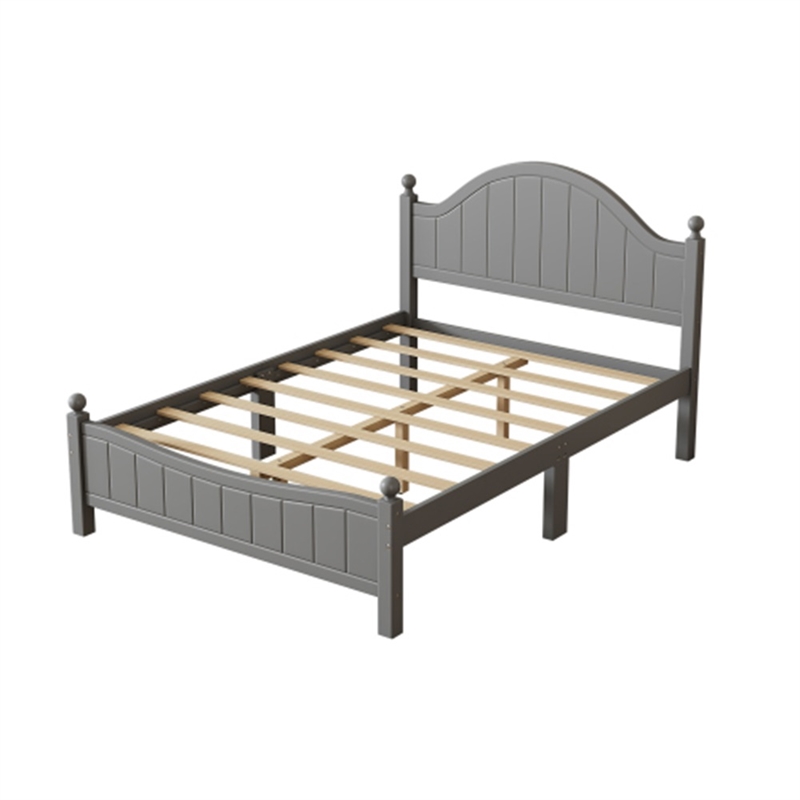 Afuera Living Contemporary Gray Full Solid Wood Platform Bed