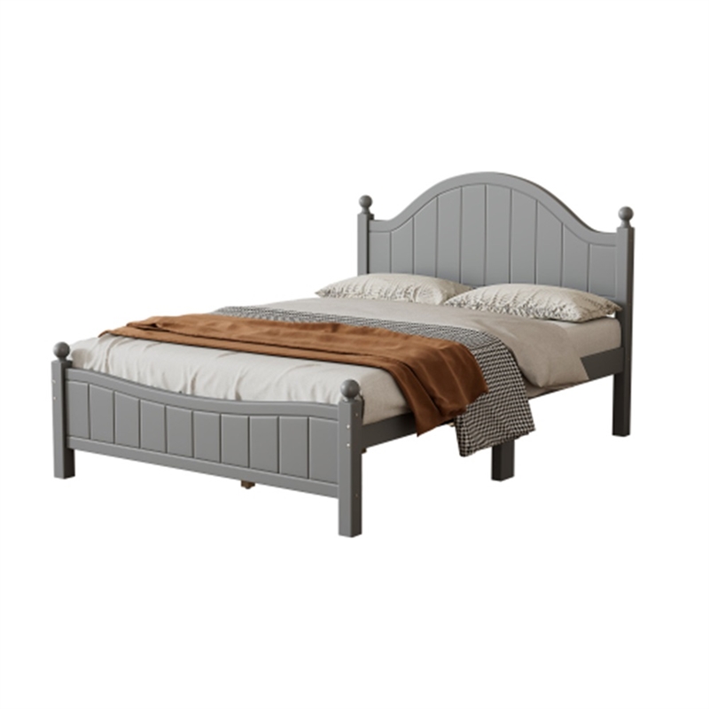 Afuera Living Contemporary Gray Full Solid Wood Platform Bed