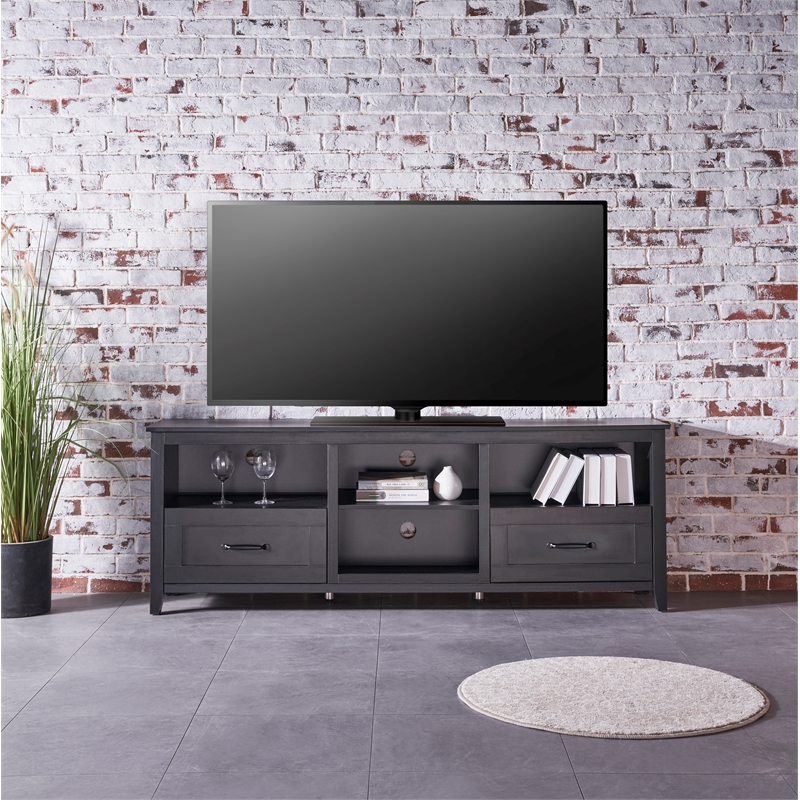Afuera Living 70-Inch Black TV Stand with 2 Drawers and 4 Compartments