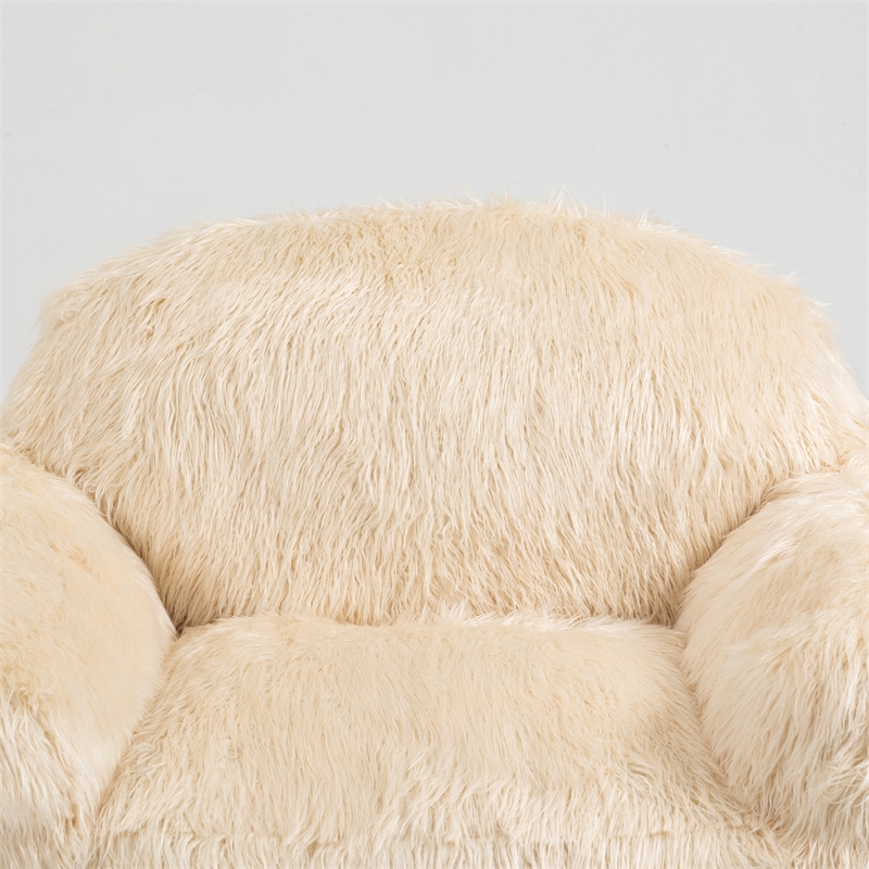 Afuera Living Contemporary Beige Faux Fur Memory Foam Bean Bag Chair