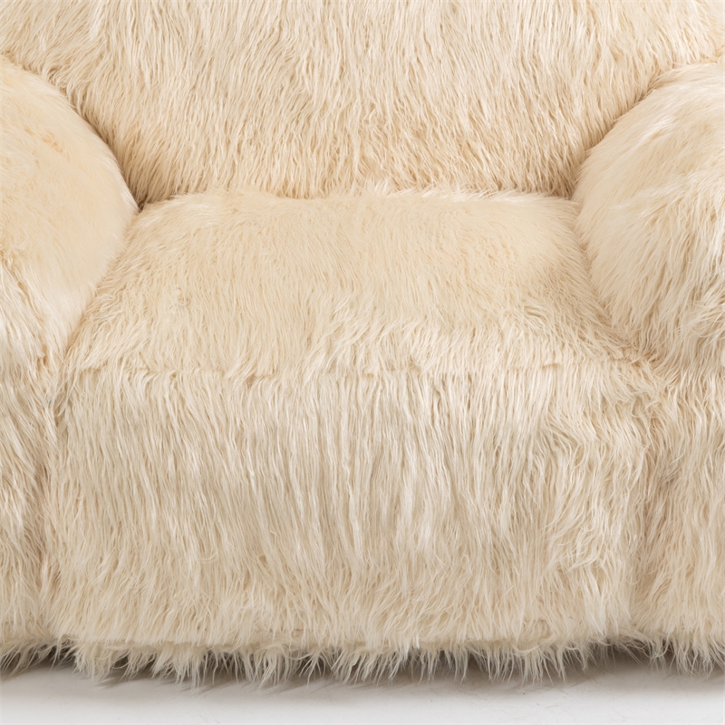 Afuera Living Contemporary Beige Faux Fur Memory Foam Bean Bag Chair