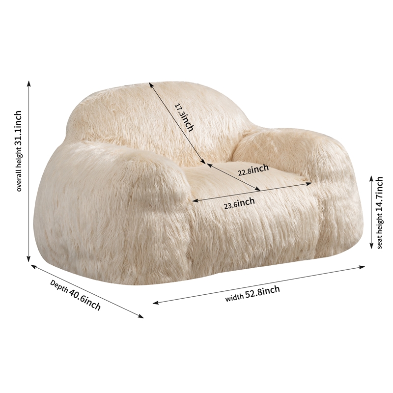Afuera Living Contemporary Beige Faux Fur Memory Foam Bean Bag Chair