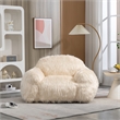Afuera Living Contemporary Beige Faux Fur Memory Foam Bean Bag Chair