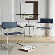 Afuera Living Blue Saddle Leather Accent Chair with Stainless Steel Frame