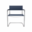 Afuera Living Blue Saddle Leather Accent Chair with Stainless Steel Frame