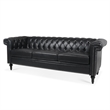 Afuera Living 84-Inch Black PU Leather 3-Seat Chesterfield Sofa