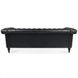 Afuera Living 84-Inch Black PU Leather 3-Seat Chesterfield Sofa